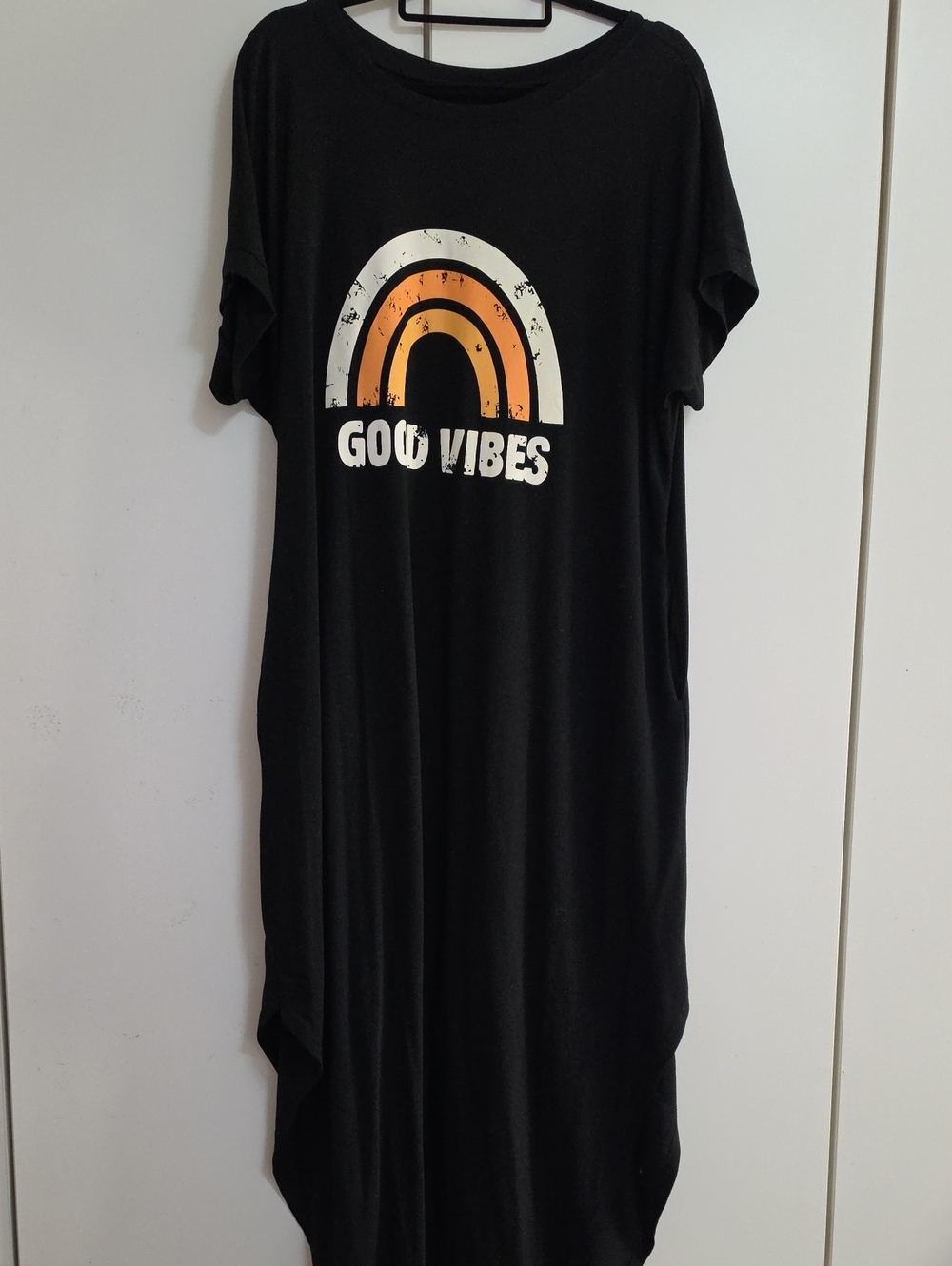 Good Vibes' Black Graphic Tee Dress
